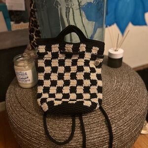 Stylish Black and Cream Checkered Women's Bag by THE SAK